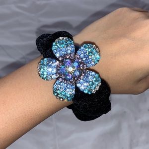 Blue flower scrunchie with jewels